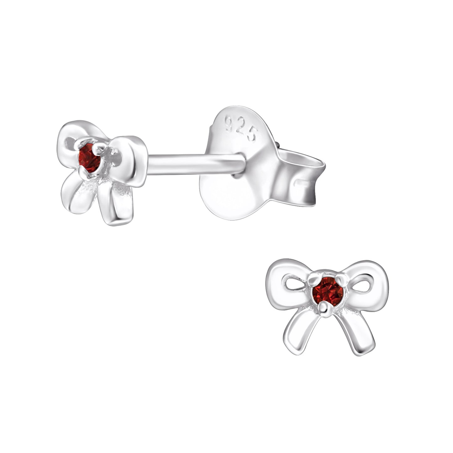 Birthstone Bow Earrings - Personalised Sterling Silver Birthday Studs