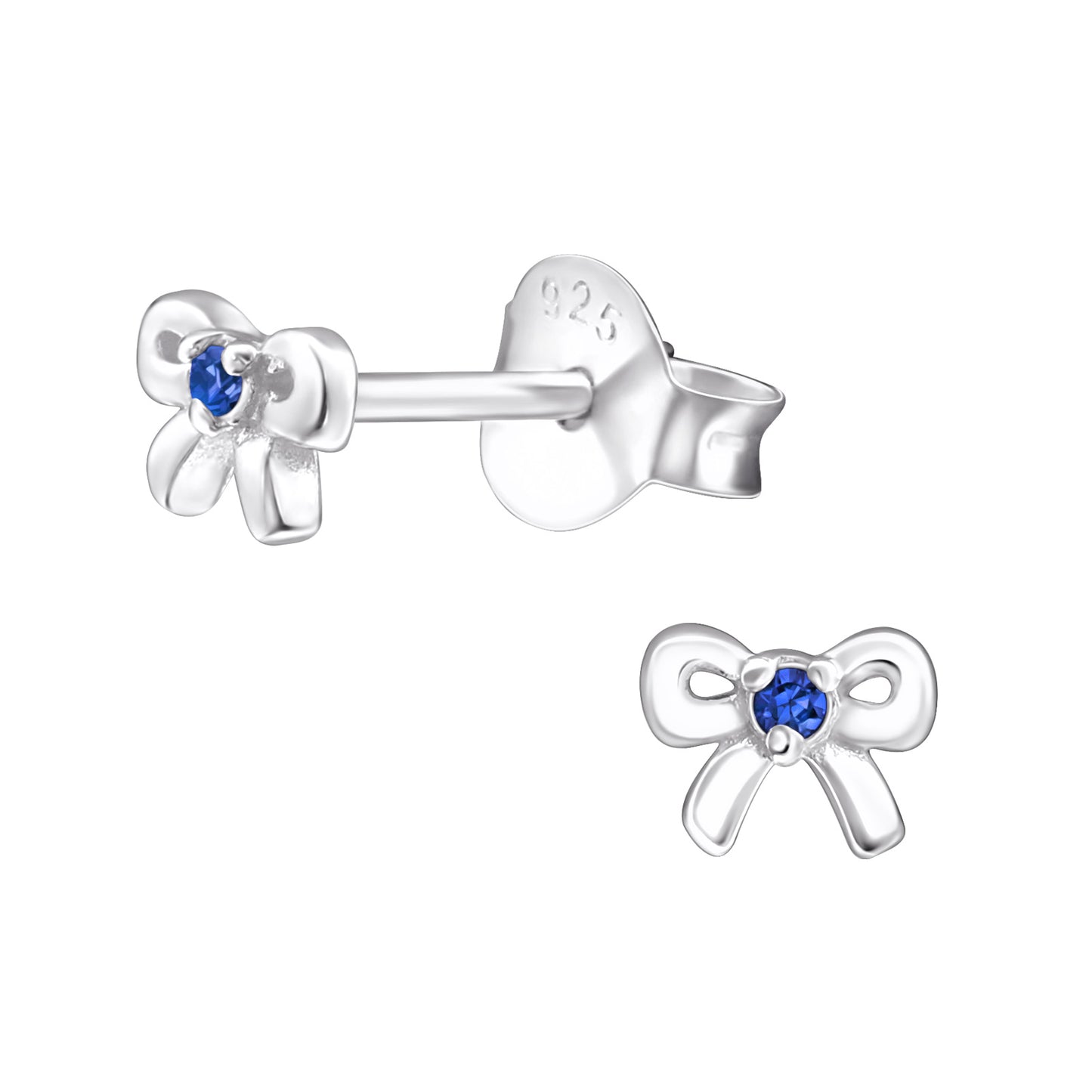 Birthstone Bow Earrings - Personalised Sterling Silver Birthday Studs