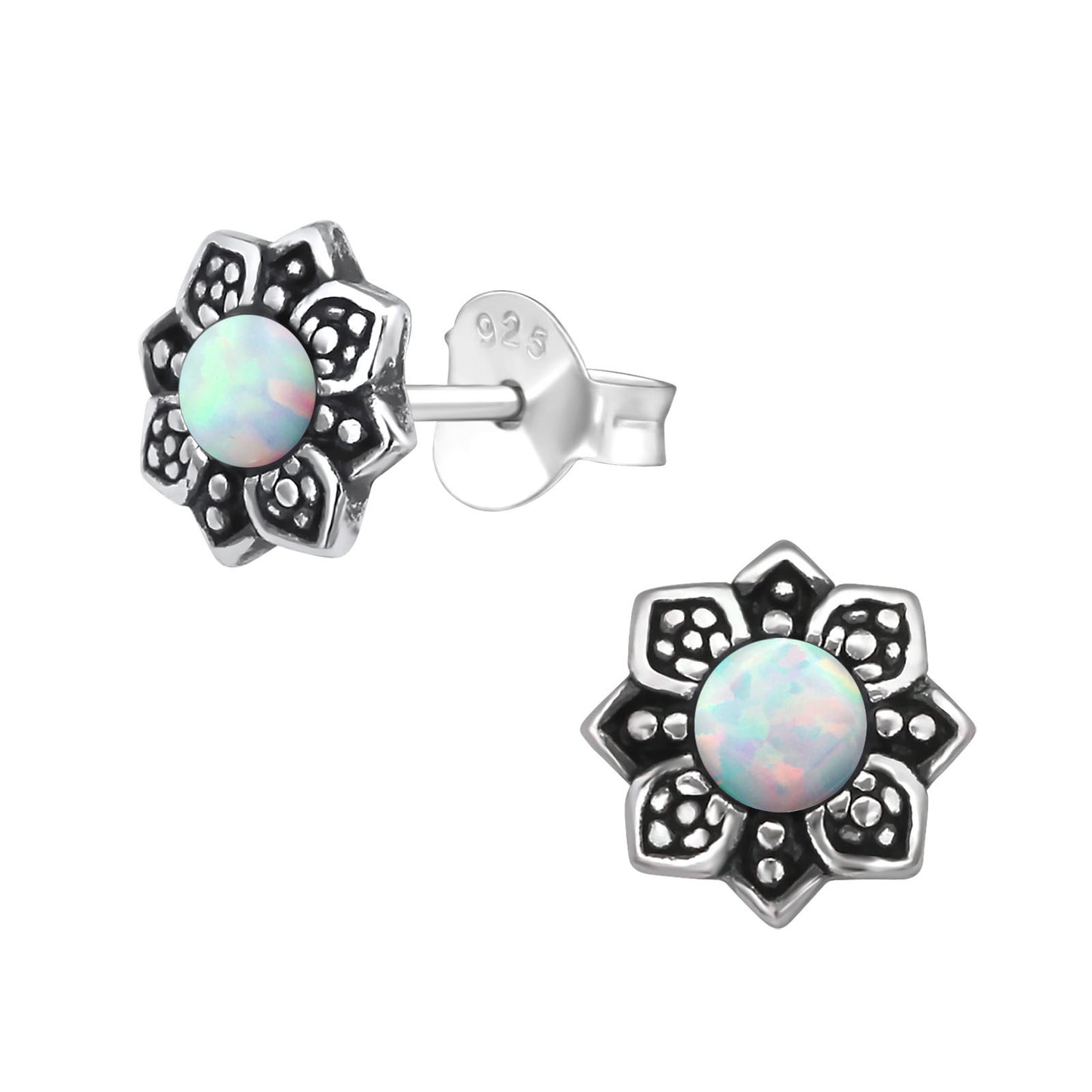 Flower Ear Studs - Hippy Earrings Line (Sterling Silver)