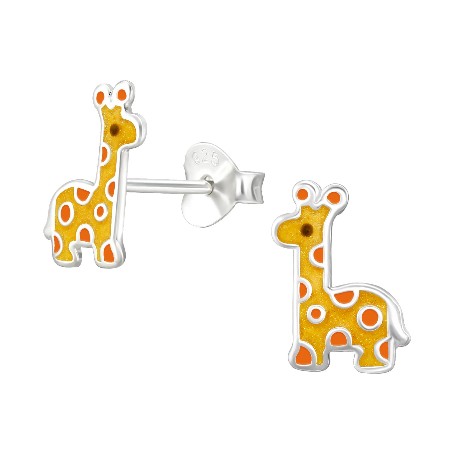 Yellow Giraffe Earrings on a white background