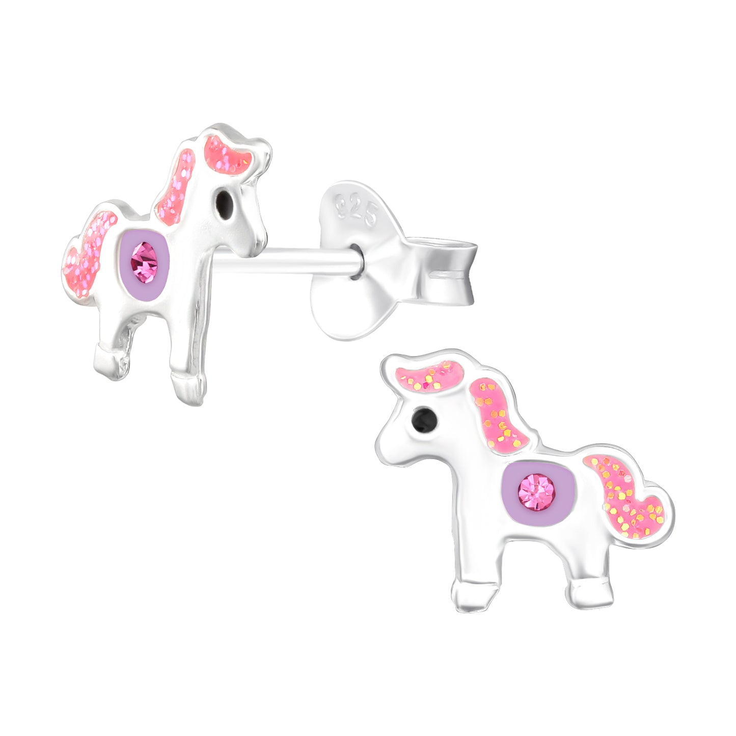 Horse Earrings, Sterling Silver Ear Studs for Children