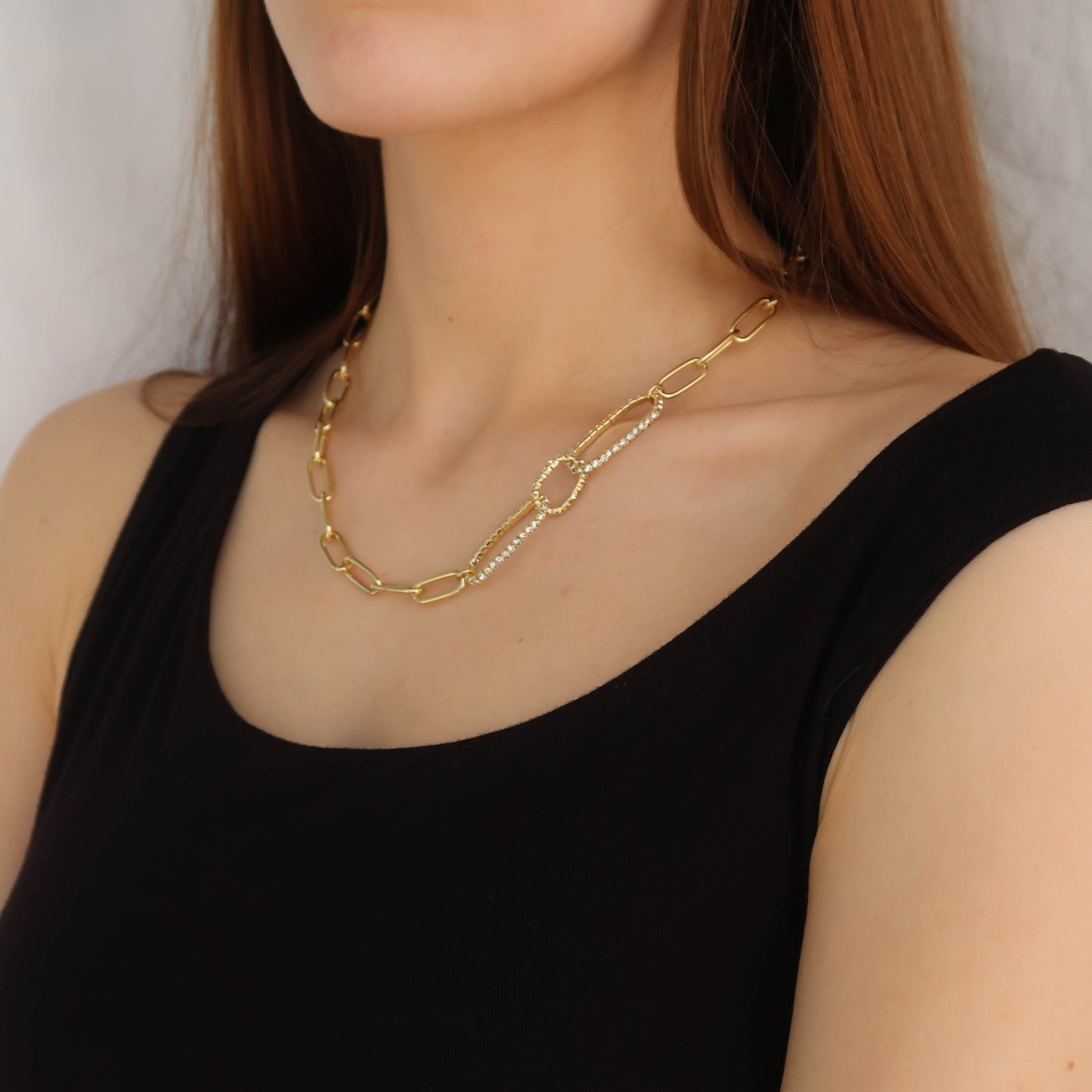 Women's Gold Multi Link Necklace - Gold Plated Brass