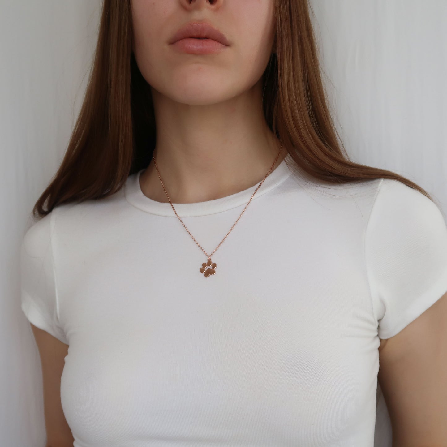 ROSE GOLD PAW PRINT PENDANT - Children's Sterling Silver Dog Necklace