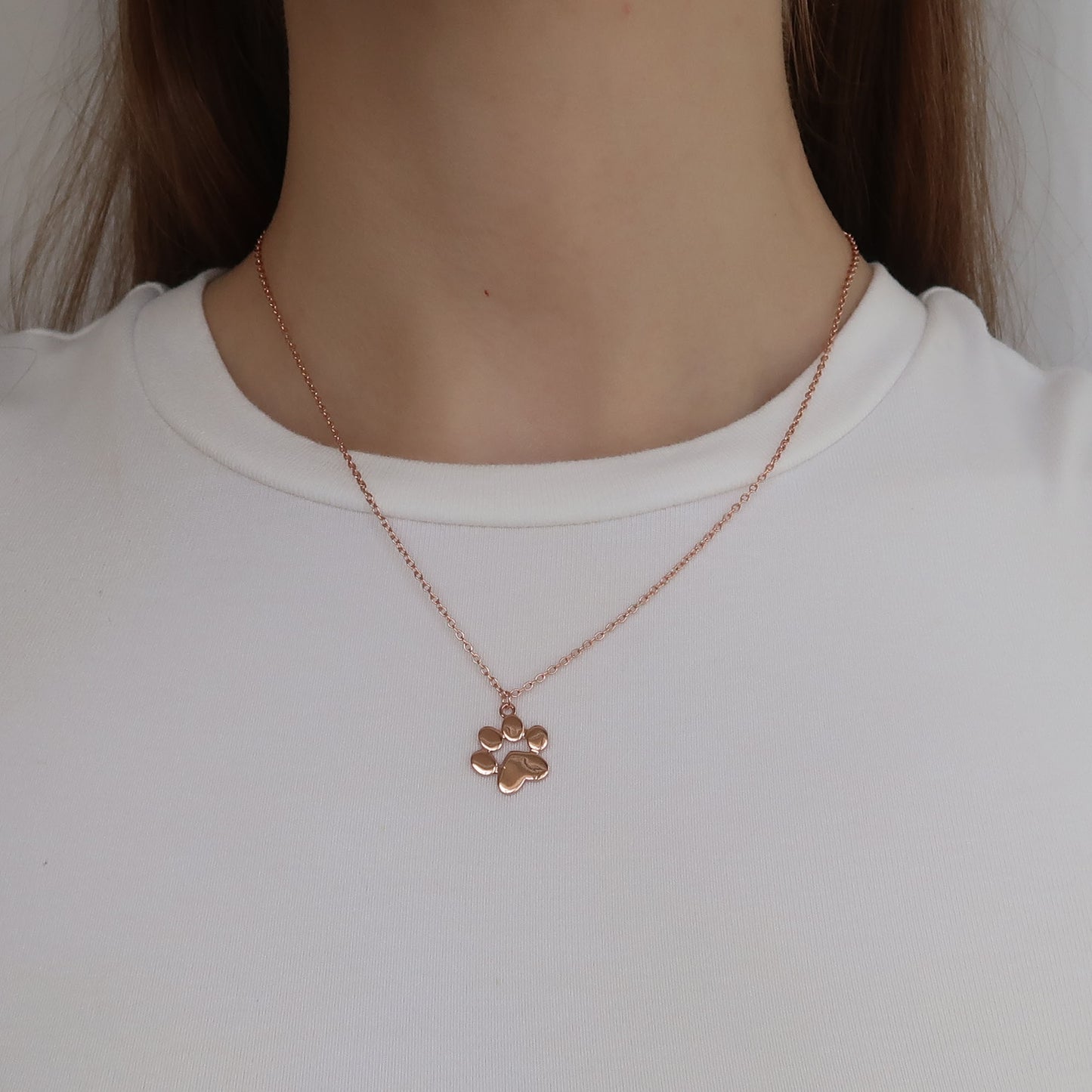 ROSE GOLD PAW PRINT PENDANT - Children's Sterling Silver Dog Necklace