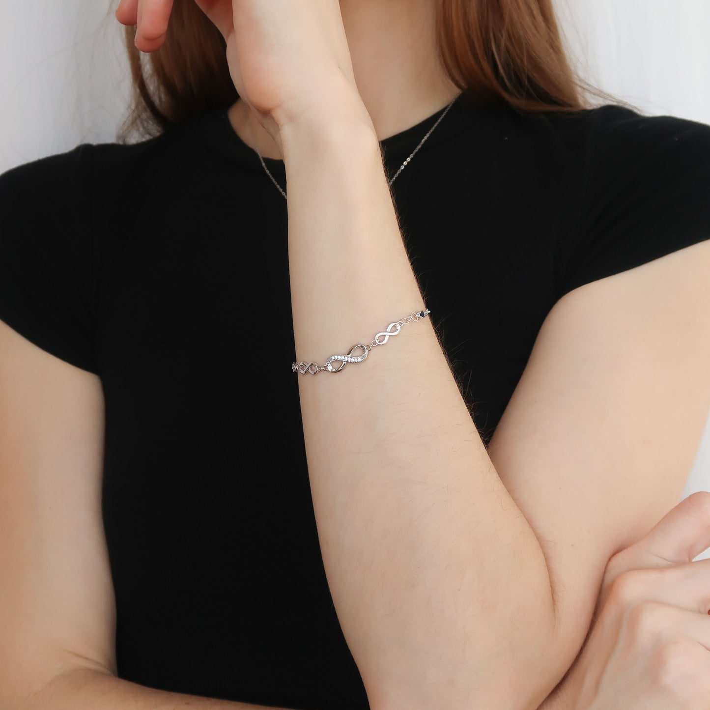 Forever in Love Infinity Bracelet - Platinum Plated Sterling Silver