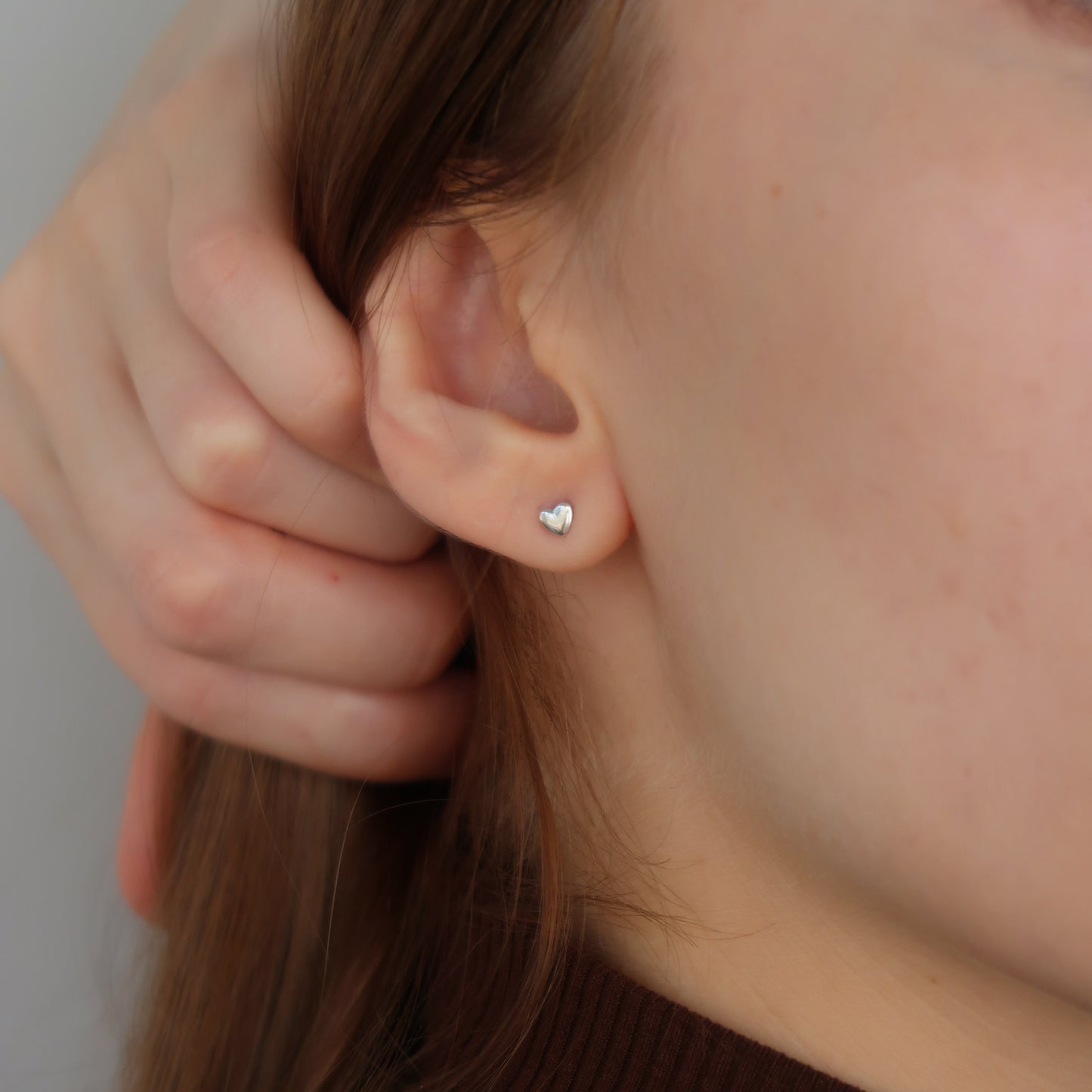 MINI SILVER HEART STUDS (4mm) - Made from Sterling Silver