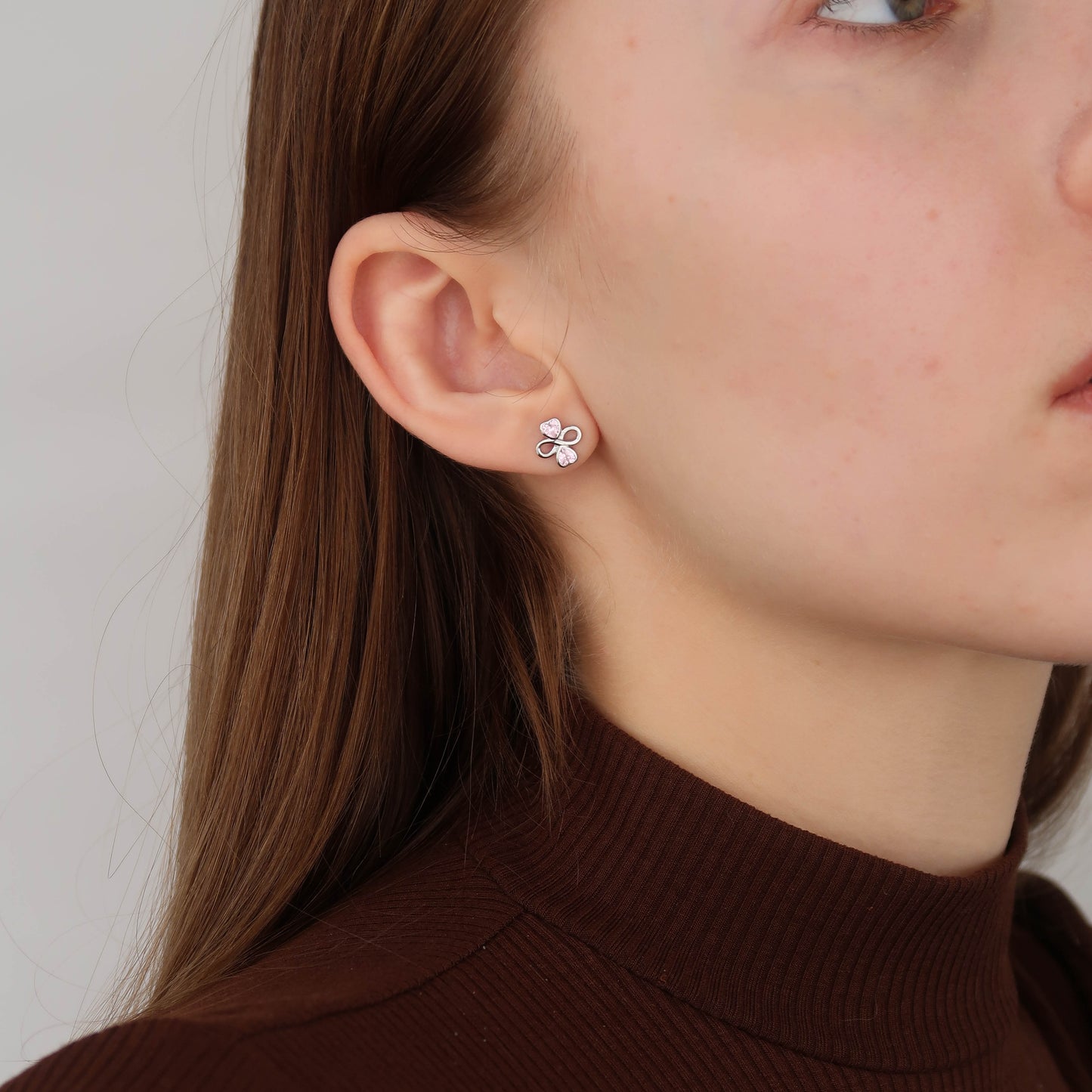 Pink Infinity Love Studs - Sterling Silver Earrings