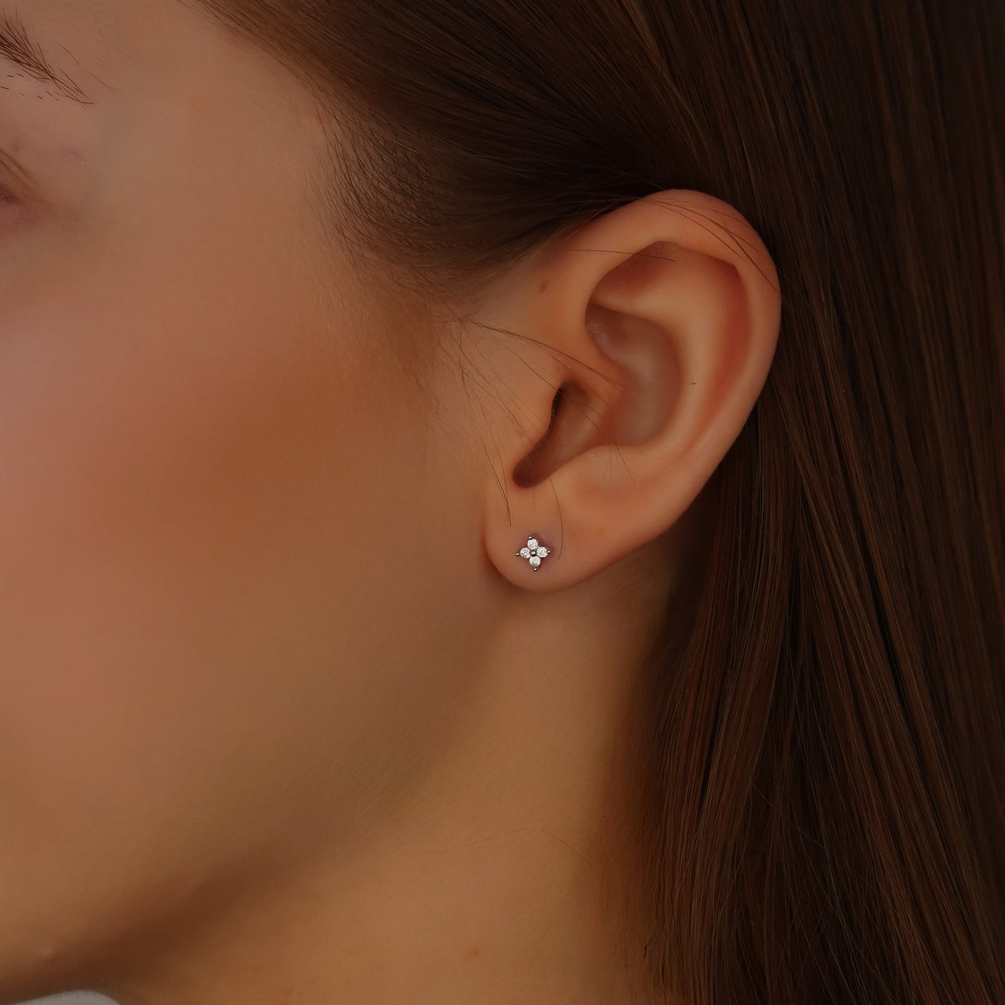 FOUR MINI SPARKLE - Single Silver 5mm Screw Back Stud (sterling silver)