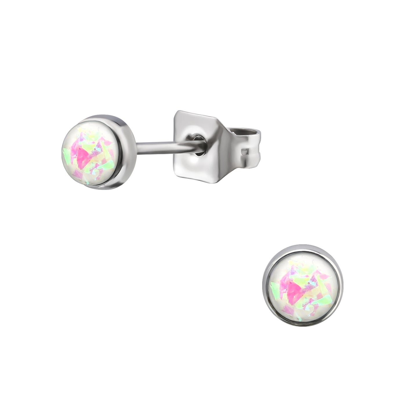 Faux White Opal Studs 3mm