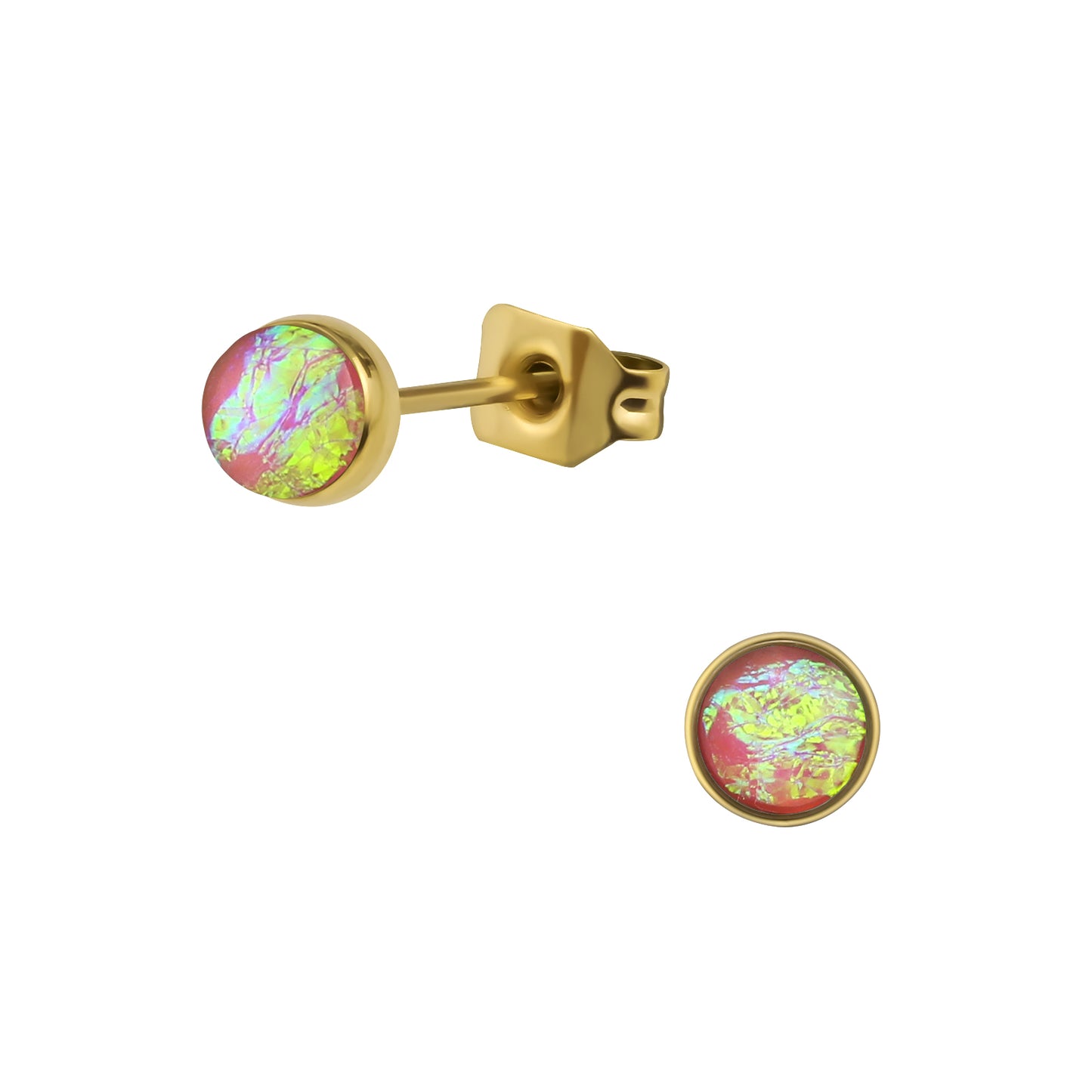 Pink Colour Shift Studs - Gold Plated Stainless Steel