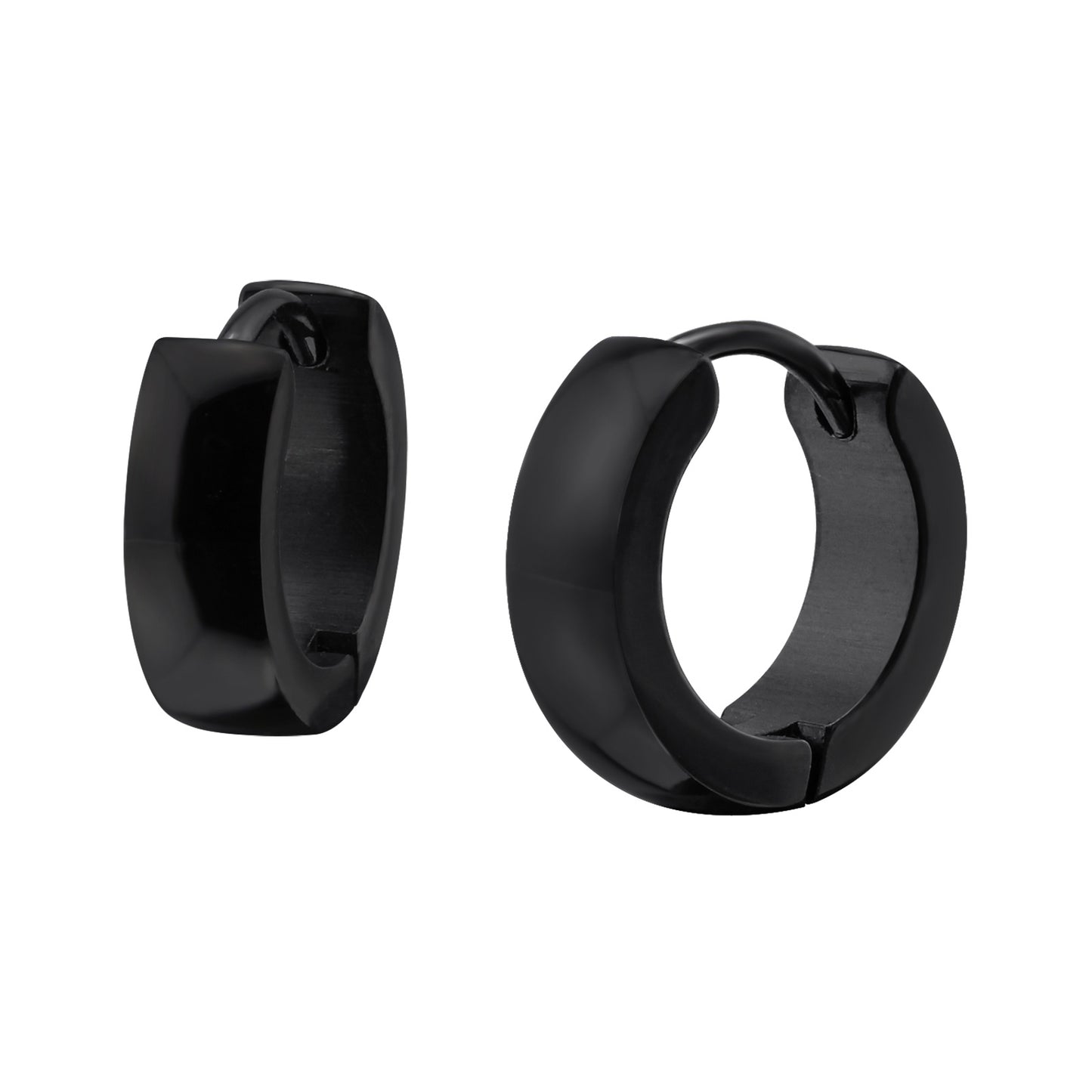 Bold Black Huggie Earrings - Unisex Hoops for Men & Women