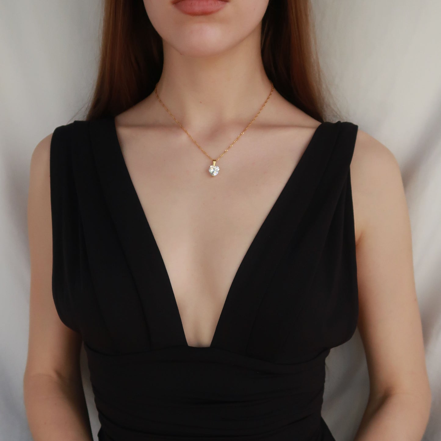 Sparkle Heart Gem - Gold Singapore Chain Heart Necklace