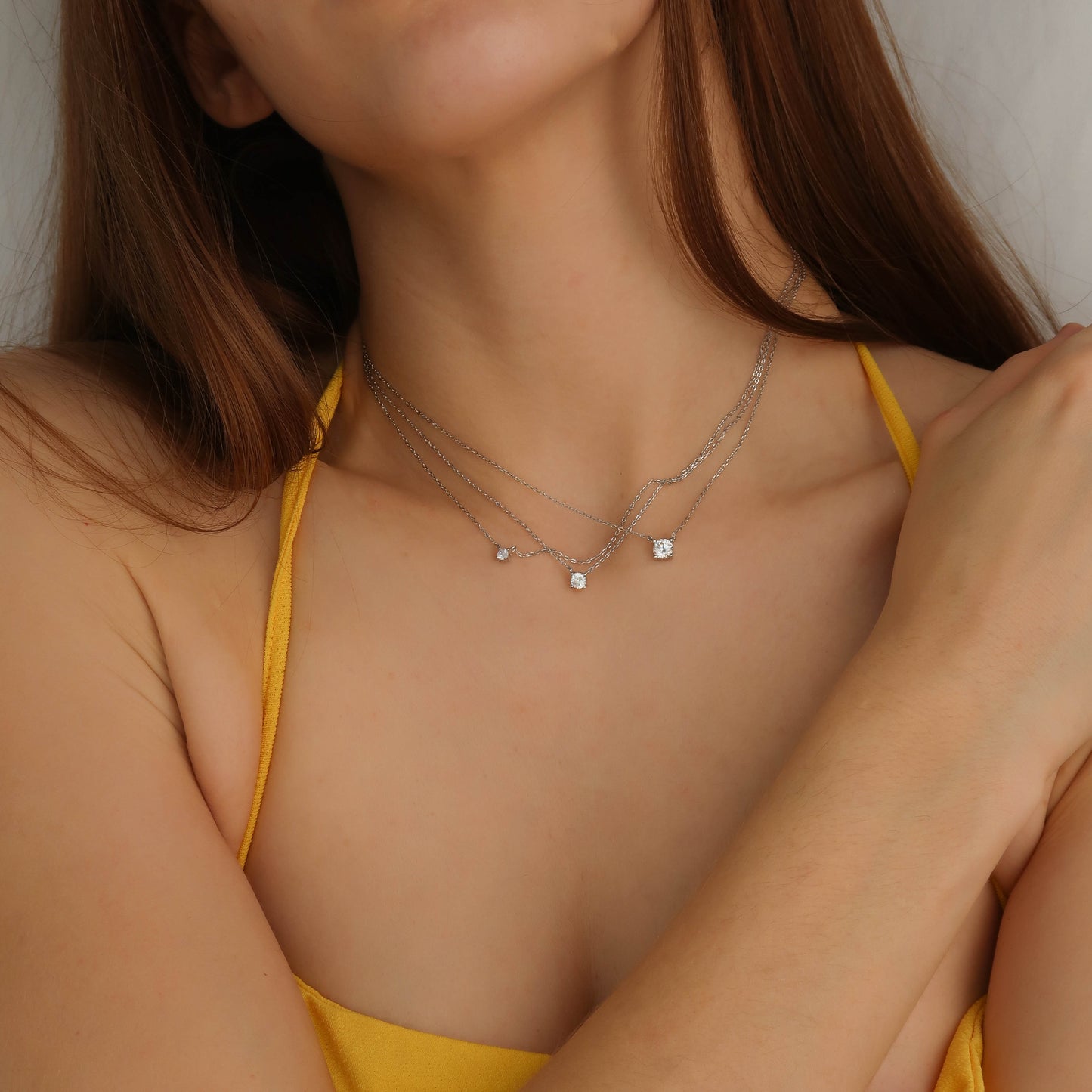 Dainty Crystal Necklace - Feminine Sparkling 925 Sterling Silver