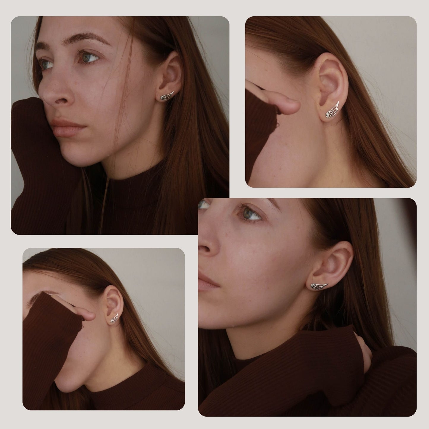 Sterling Silver Angel Wing Earrings (cubic zirconia crystal)