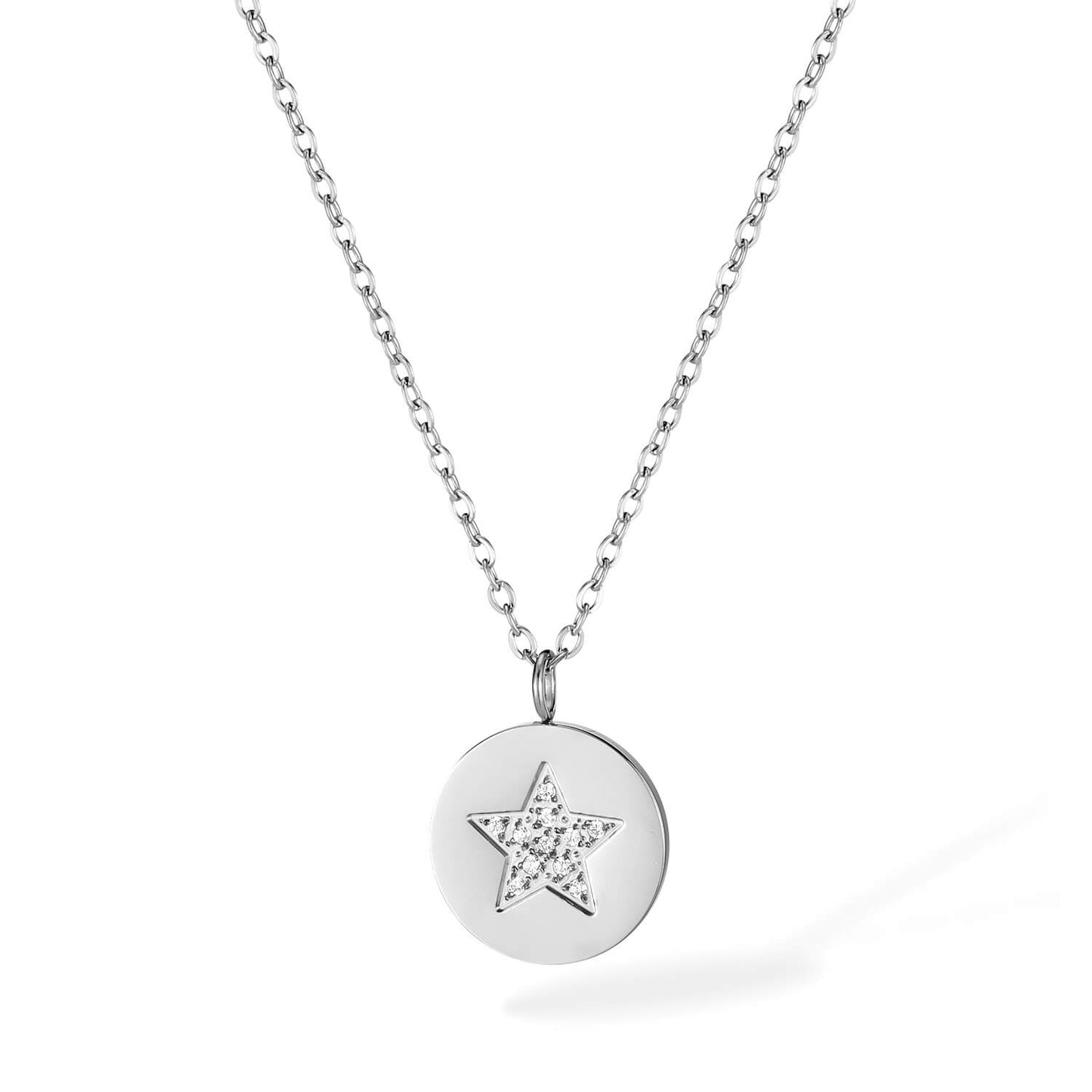 Silver Star Necklace, Waterproof Stainless Steel