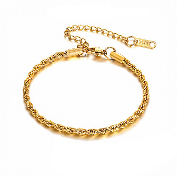 Antique Deep Gold Twist Bracelet (2mm, 3mm, 4mm, 5mm) - Stainless Steel