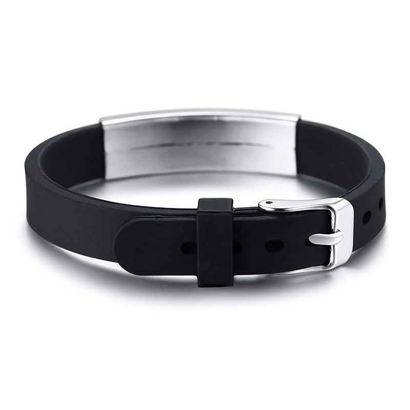 BLACK SILICONE MEDICAL ID BRACELET - Stainless Steel Medical Alert Bracelet