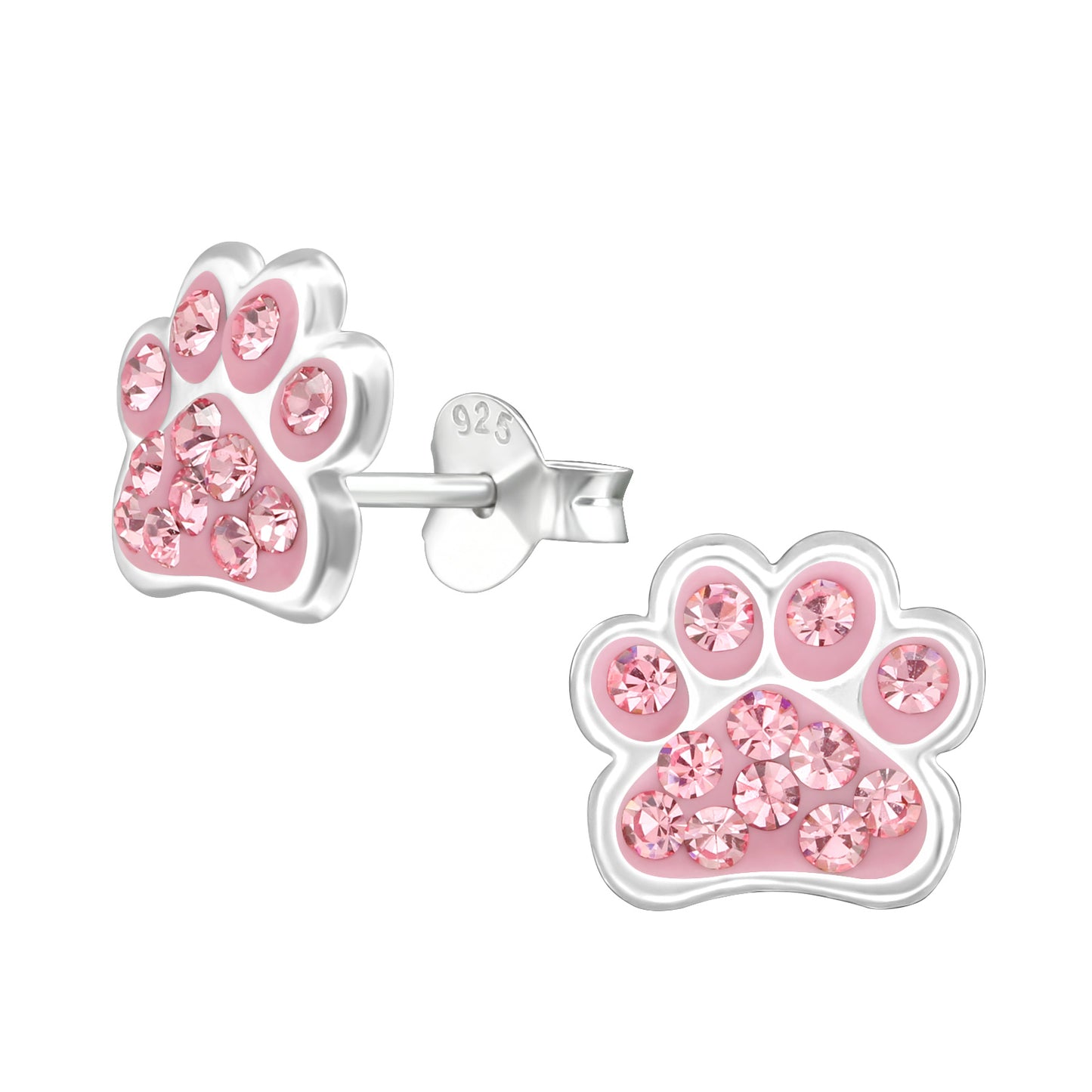 pink dog Paw Print Children's Studs: Kids Animal Jewellery Collection