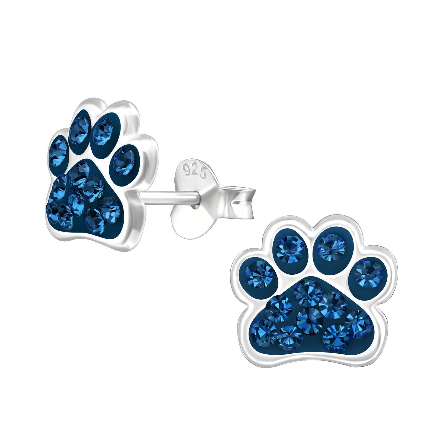 dark blue dog Paw Print Children's Studs: Kids Animal Jewellery Collection