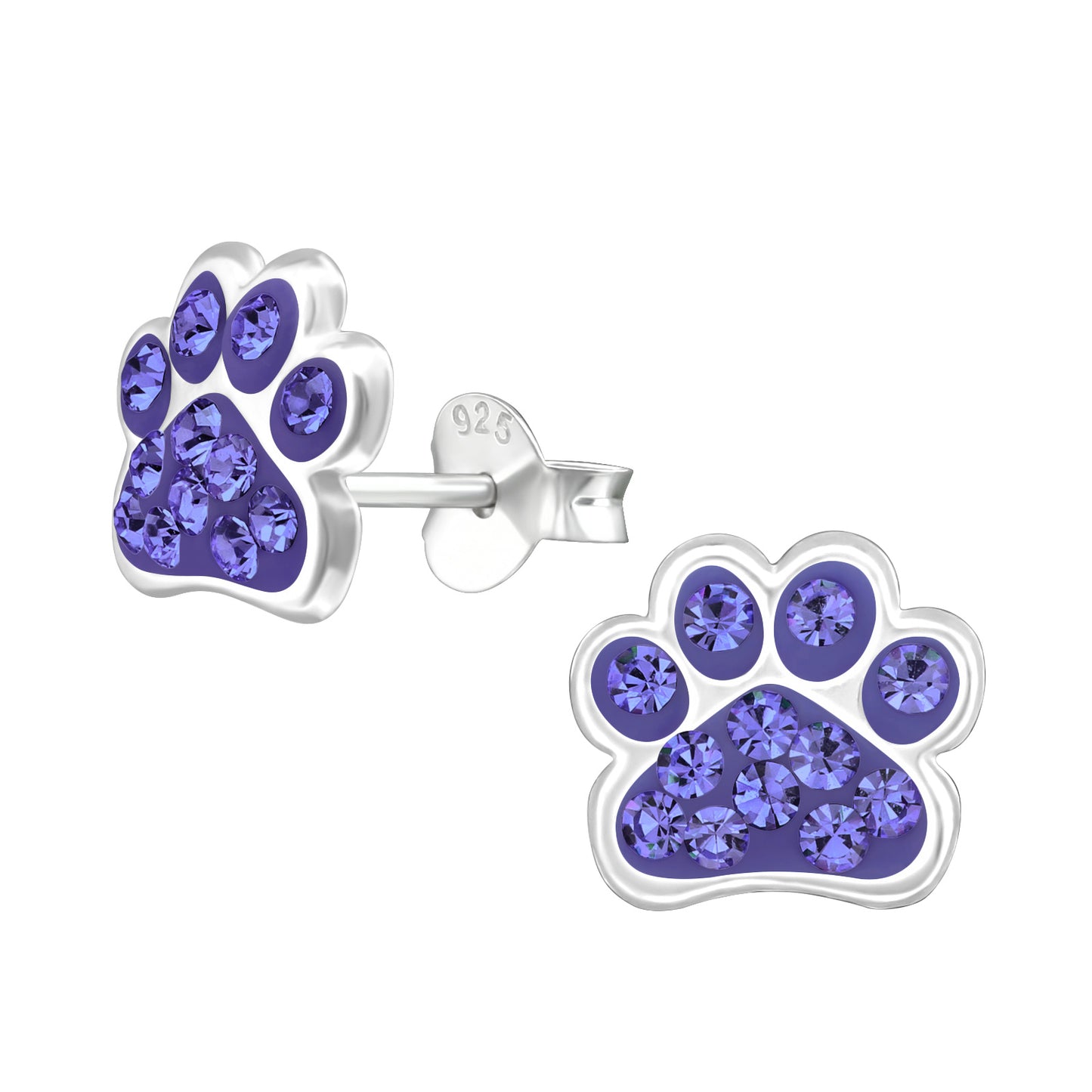 Purple dog Paw Print Children's Studs: Kids Animal Jewellery Collection