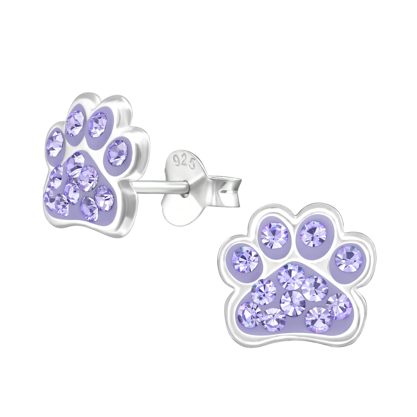 purple dog Paw Print Children's Studs: Kids Animal Jewellery Collection