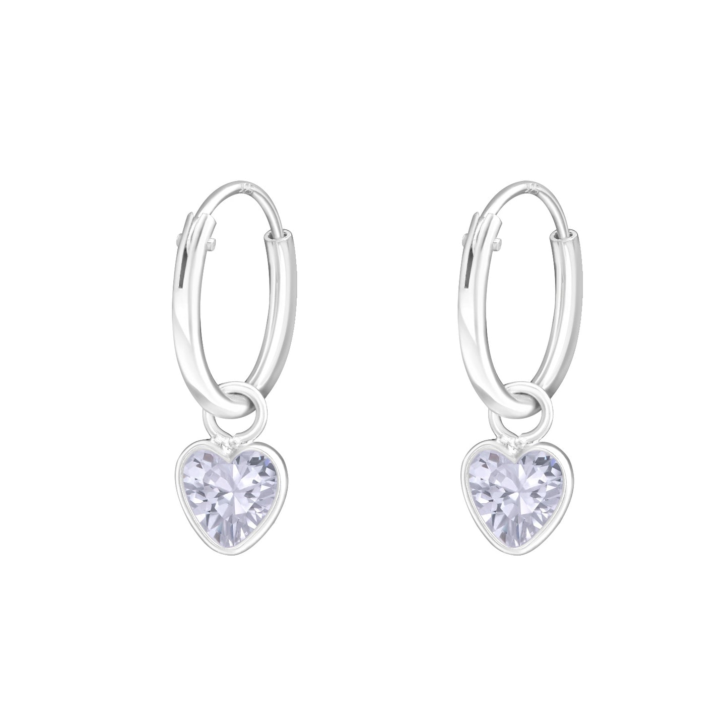 Sterling Silver Heart Shaped Hoop Earrings