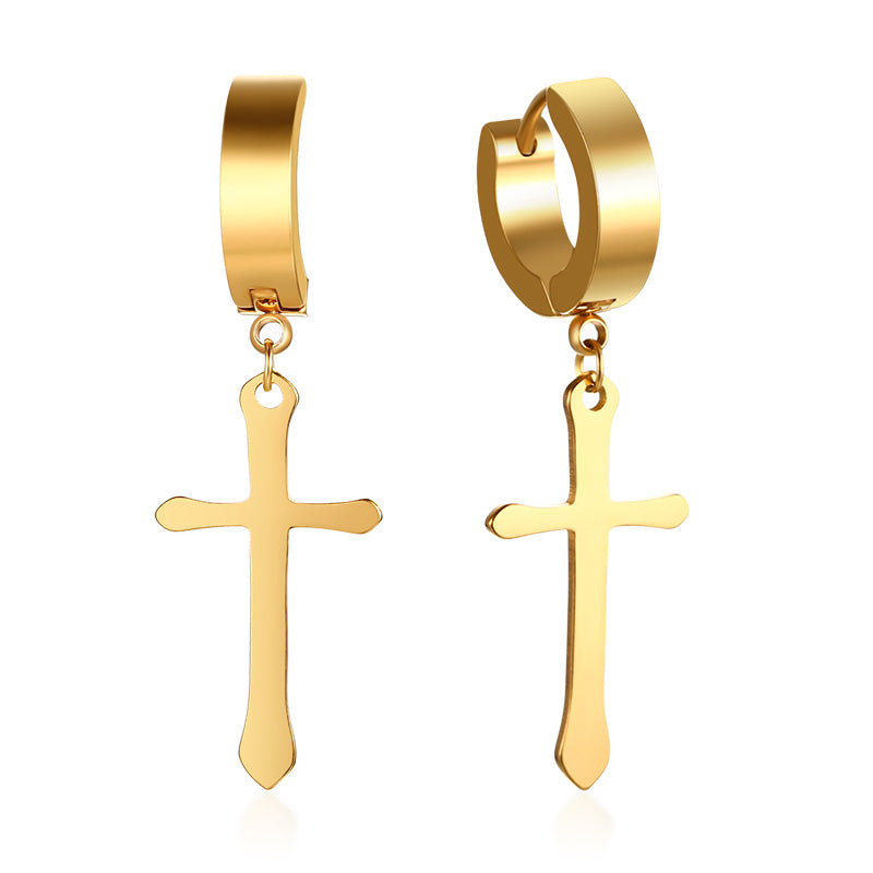 HANGING CROSS EARRINGS - Gold, Silver & Black
