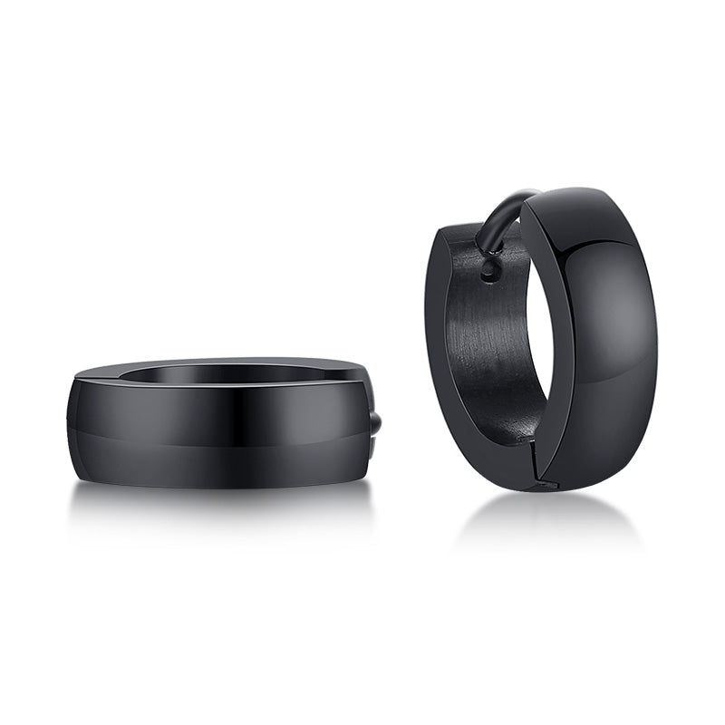 SMALL HUGGIE HOOPS: Mens Stainless Steel Earrings