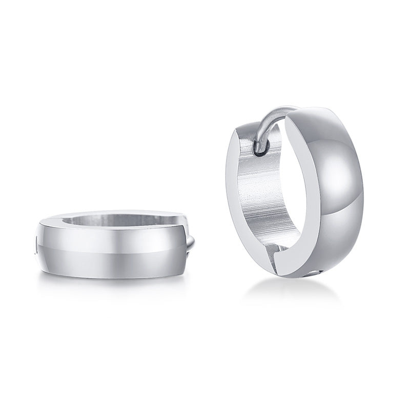 SMALL HUGGIE HOOPS: Mens Stainless Steel Earrings
