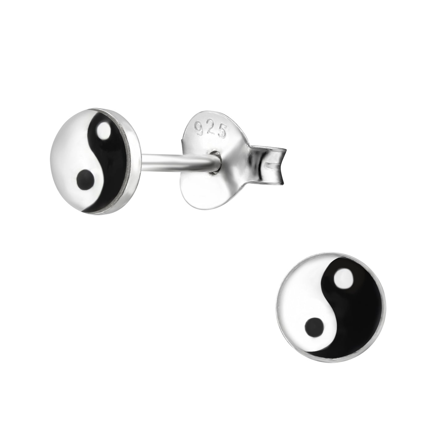 silver ying yang stud earrings