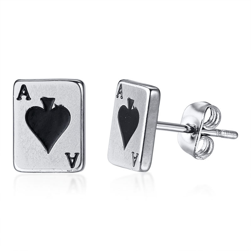 Card Earrings, Stainless Steel Studs