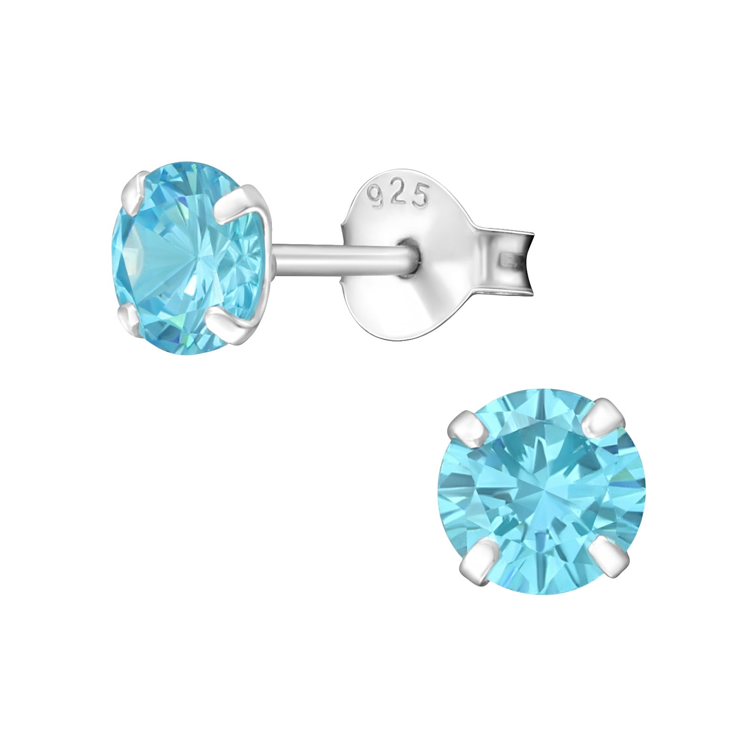 5mm Round Cubic Zirconia Studs (blue, red, yellow)