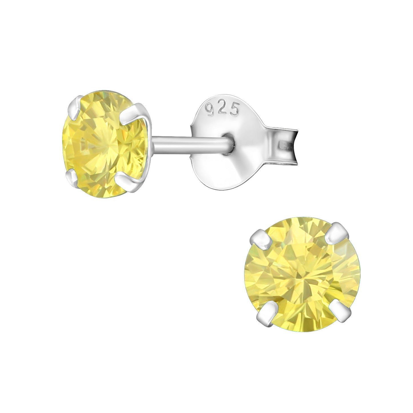 5mm Round Cubic Zirconia Studs (blue, red, yellow)