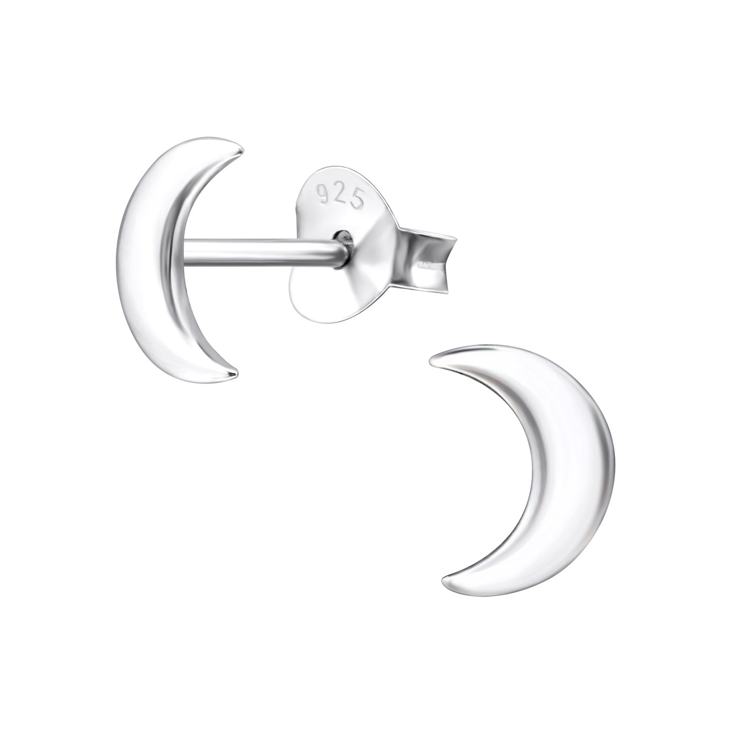 REAL Silver Plated Half Moon Studs - 925 Sterling Silver (tiny moon)
