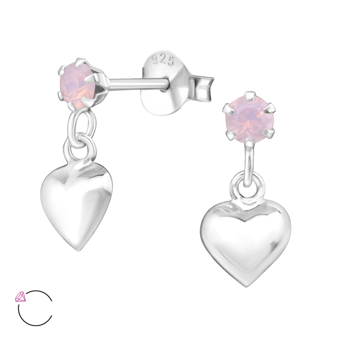 Children's Pink Rose Water Opal Stud Earrings: Kid's Pink Sterling Silver Earrings