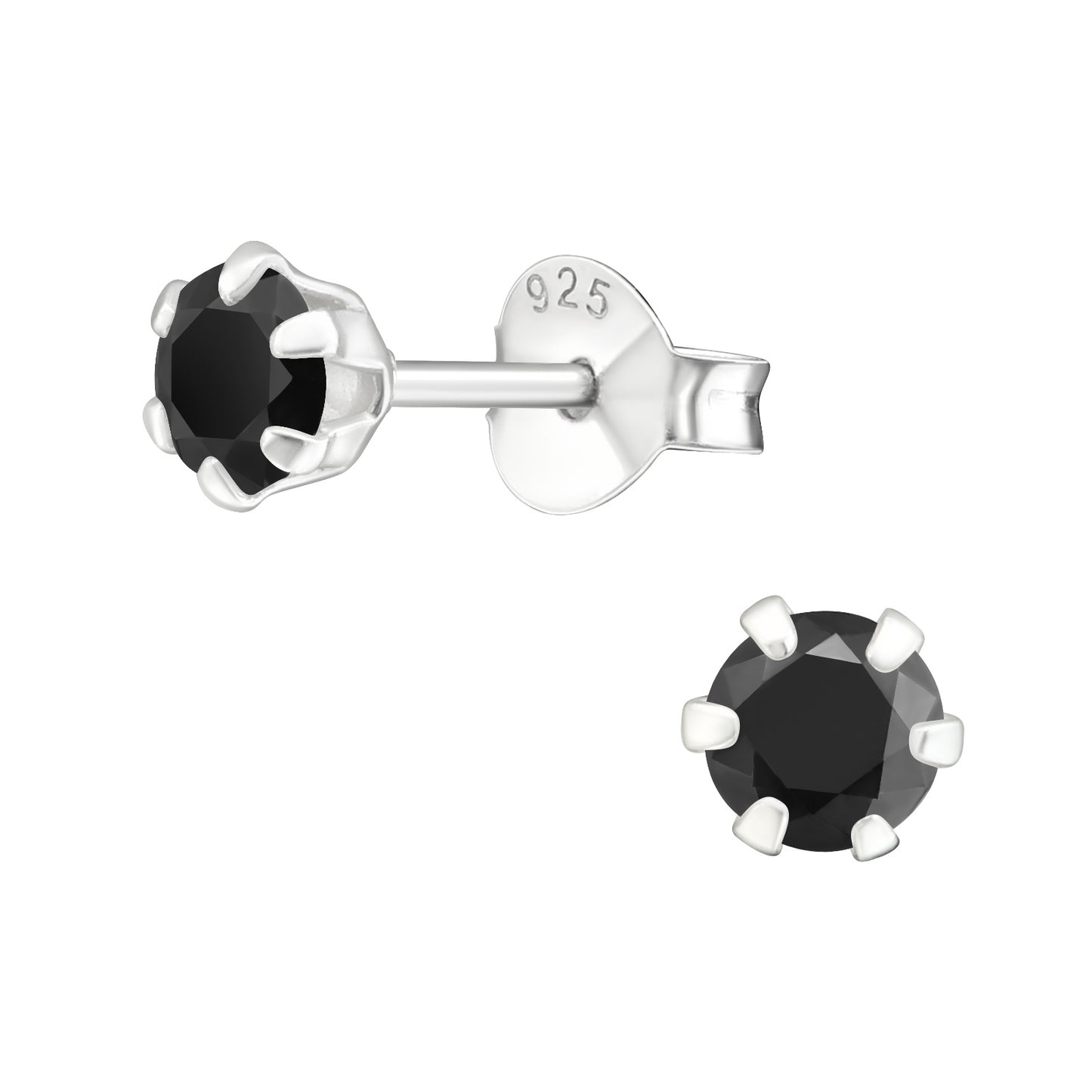 4MM CUBIC ZIRCONIA STUDS - Sterling Silver Earrings
