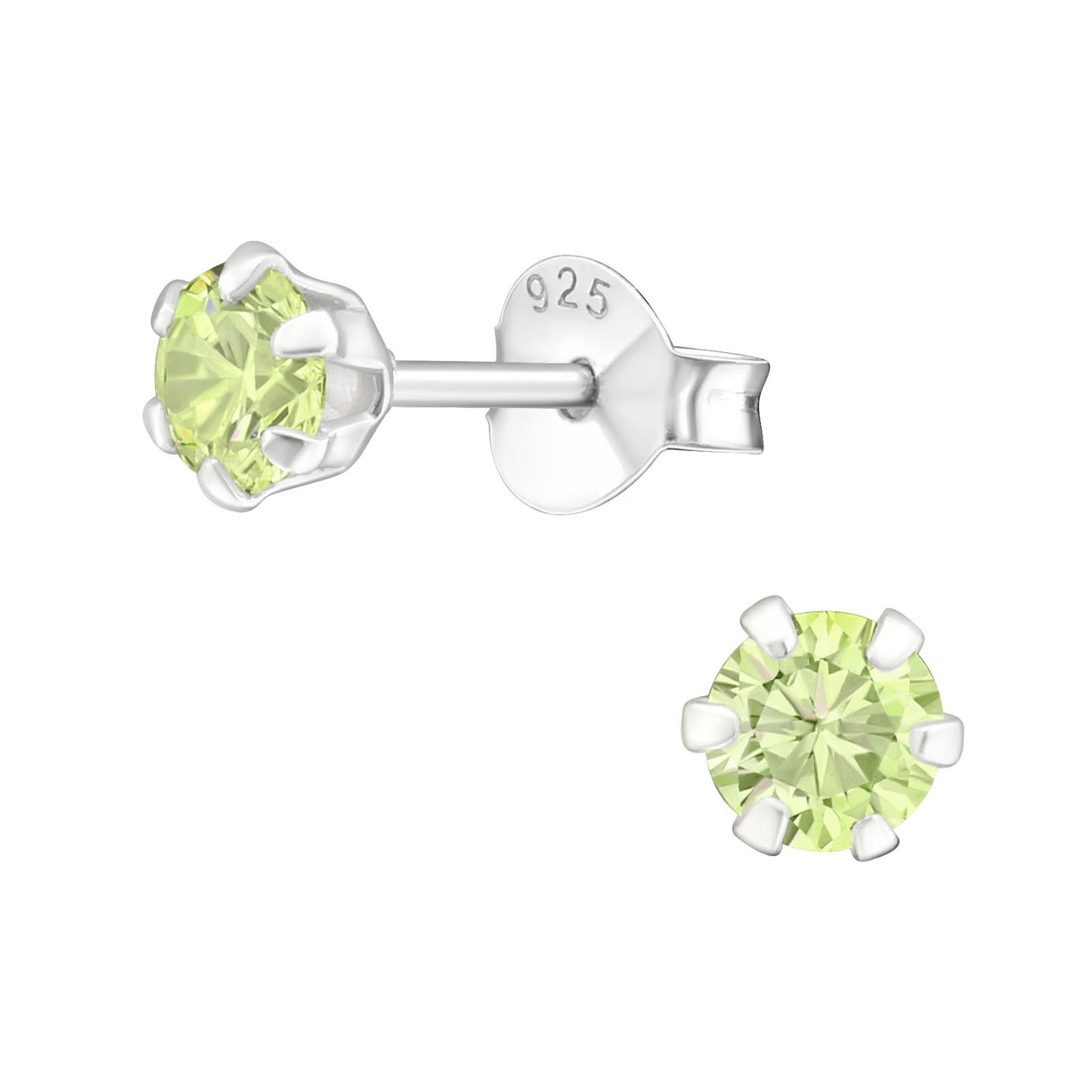 4MM CUBIC ZIRCONIA STUDS - Sterling Silver Earrings