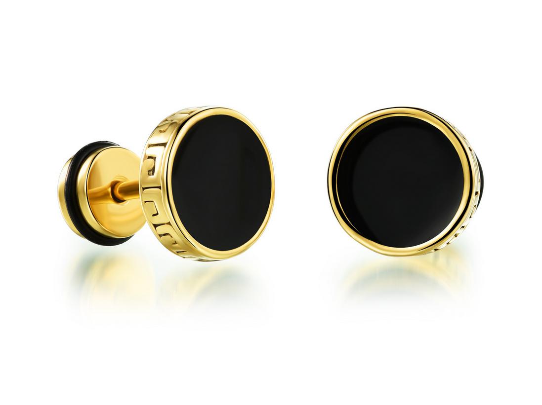 AZTEC STUDS - Gold & Black Stainless Steel Earrings