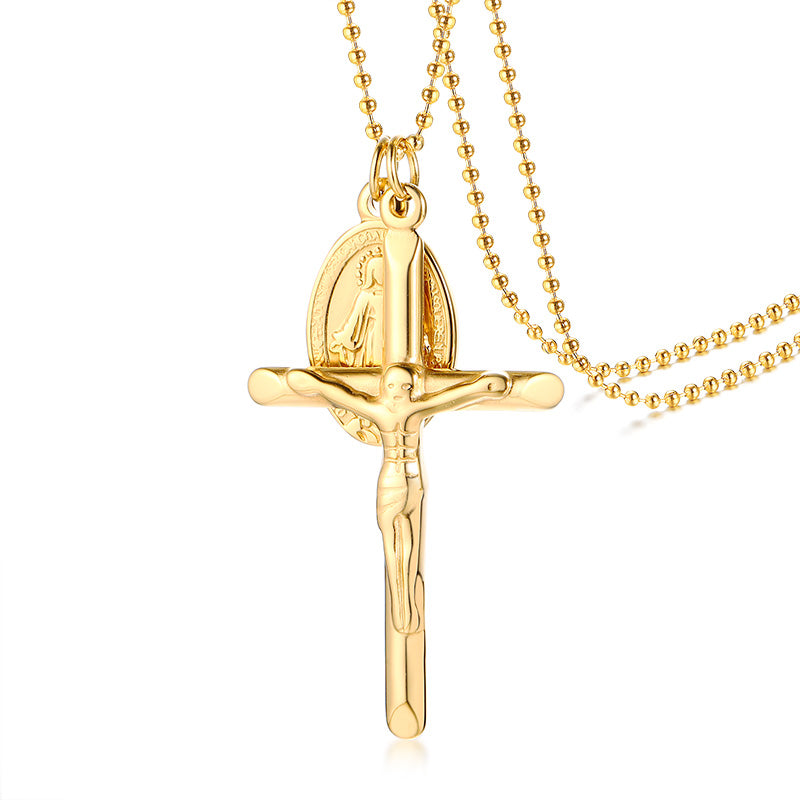 JESUS & MARY GOLD NECKLACE: Gold Plated Stainless Steel