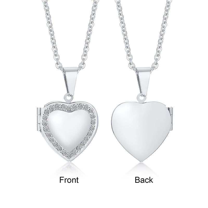 DIAMANTE HEART LOCKET - Stainless Steel Necklace