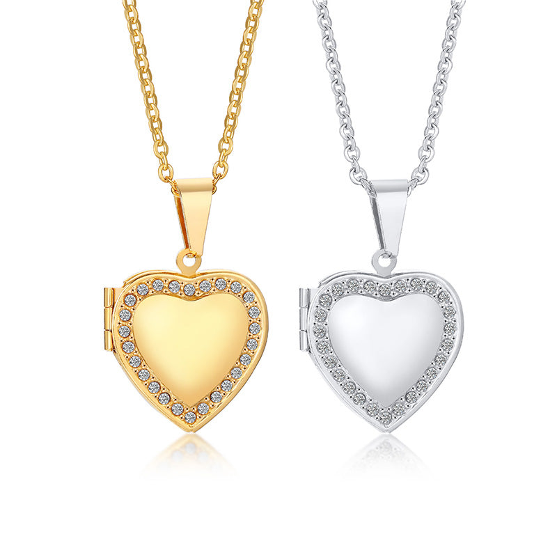 DIAMANTE HEART LOCKET - Stainless Steel Necklace