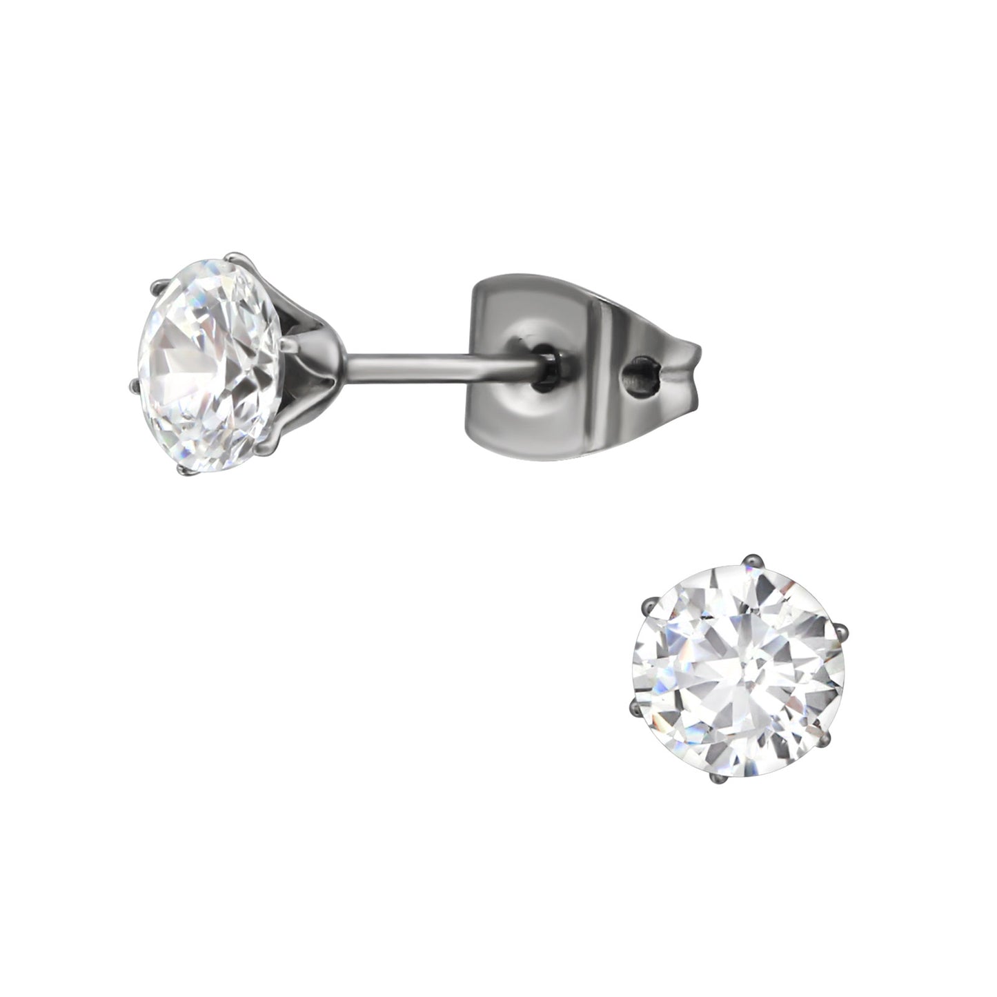 CHUNKY CRYSTAL TITANIUM STUDS: PUSH BACK EARRINGS FOR SENSITIVE EARS
