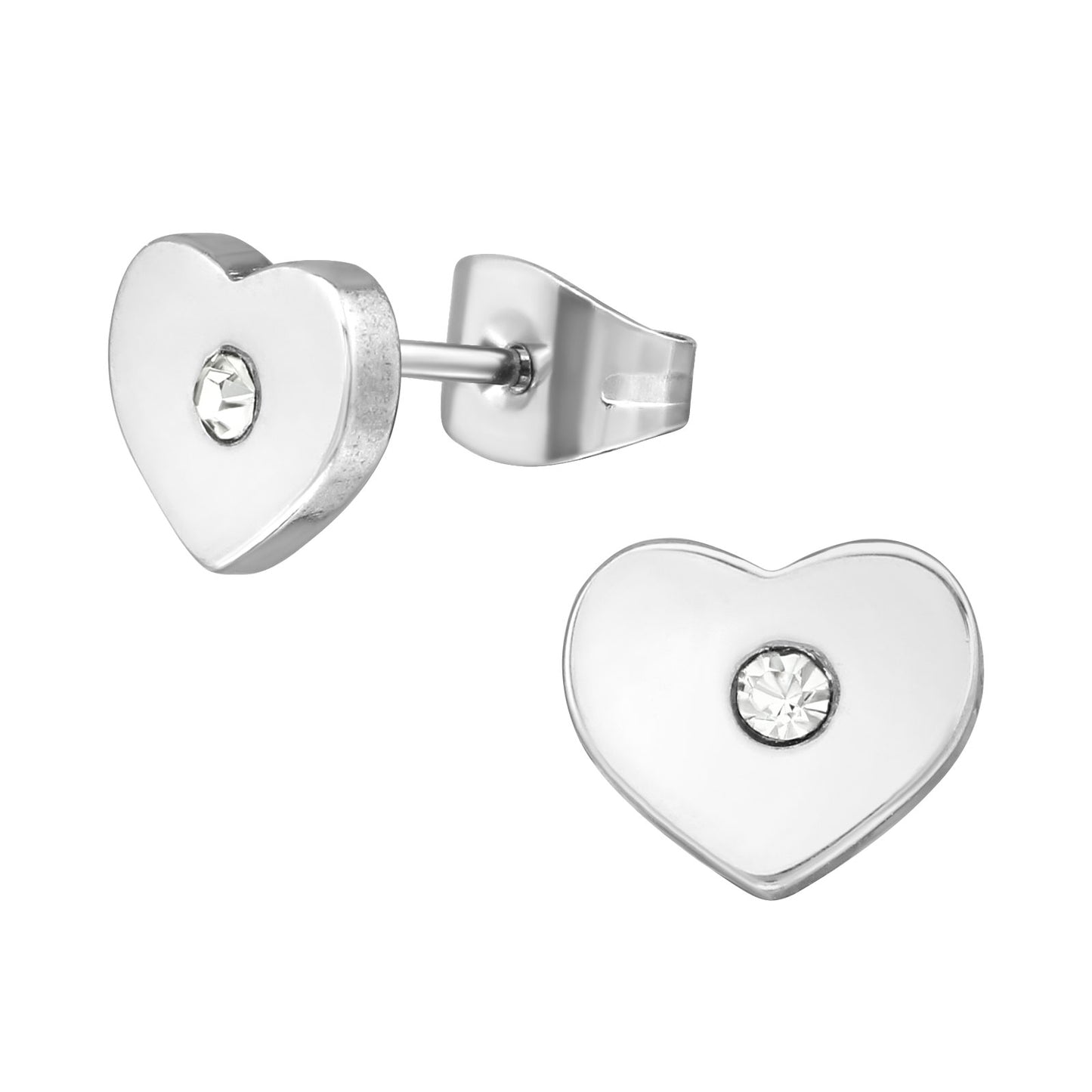 Silver Heart Studs - Surgical Steel Earrings