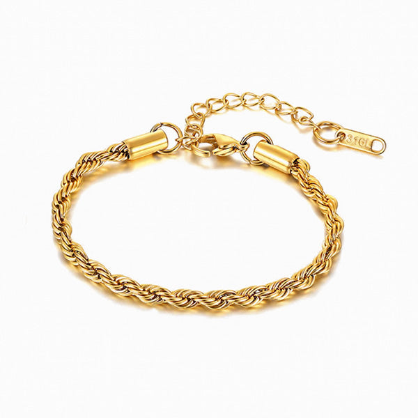 Antique Deep Gold Twist Bracelet (2mm, 3mm, 4mm, 5mm) - Stainless Steel