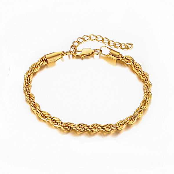 Antique Deep Gold Twist Bracelet (2mm, 3mm, 4mm, 5mm) - Stainless Steel