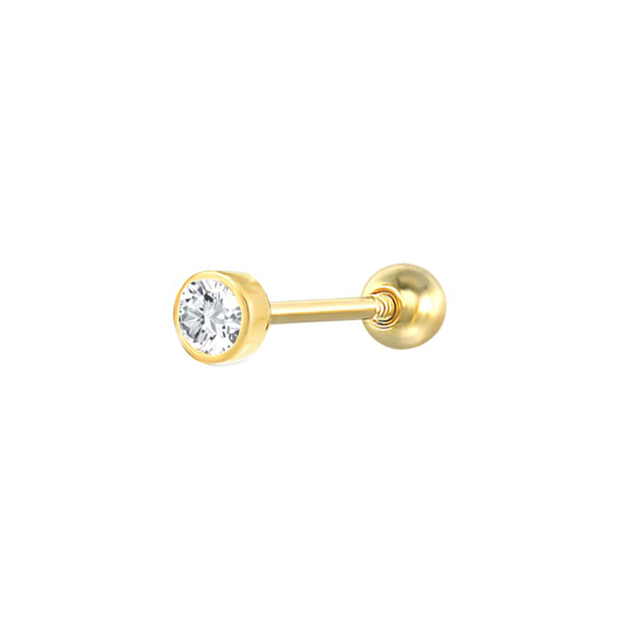SINGLE SPARKLE STUD - Gold Screw Ball Earring (Sterling Silver)