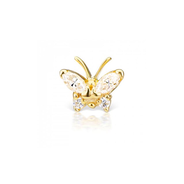 SINGLE BUTTERFLY STUD (single earring) - Screw Backs 5mm for Thin Ears