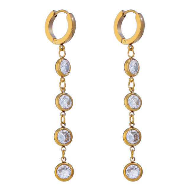 Crystal Drop Earrings - Hanging Sparkles (Stainless Steel)