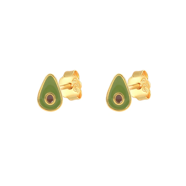 gold avocado stud earrings