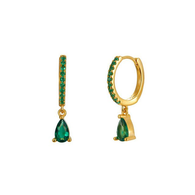 Gold pave crystal huggie hoops earrings ; part of the women's gold jewellery collection